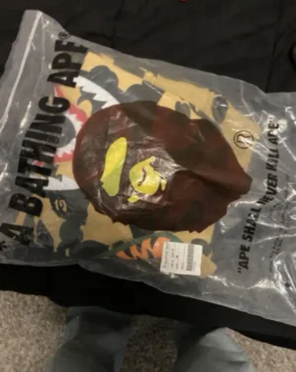 A Bathing Ape Men’s L Yellow/Green/Black Camo Shark Full Zip Bape Hoodie Thumbnail 1